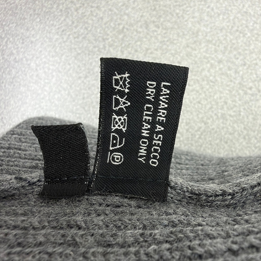 Gucci Hat Unisex XL Grey Web Stripe Wool Silk Ribbed Knit Beanie Made in Italy - Picture 6 of 6